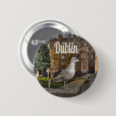Dublin Ireland Bird on Brick Wall Ronde Button 5,7 Cm (Voorkant /achterkant)