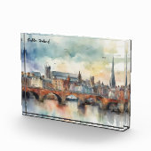 Dublin Ireland City Silhouette Waterverf Painting Fotoblokken (Rechts)