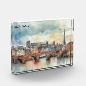 Dublin Ireland City Silhouette Waterverf Painting Fotoblokken (Links)