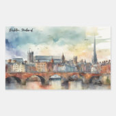 Dublin Ireland City Silhouette Waterverf Painting Rechthoekige Sticker (Voorkant)