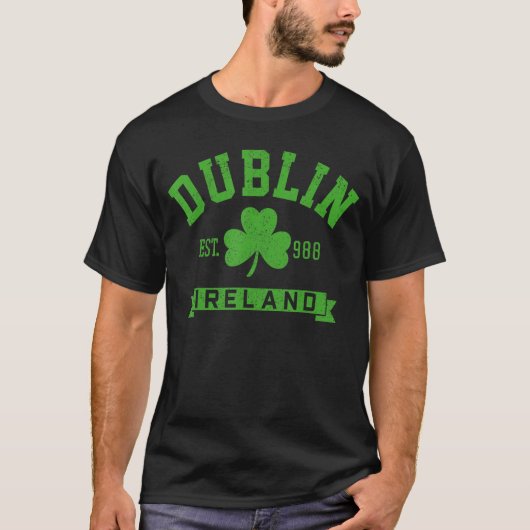Dublin Ireland Est 988 Clover Leaf Shamrock St. Pa T-shirt (Voorkant)