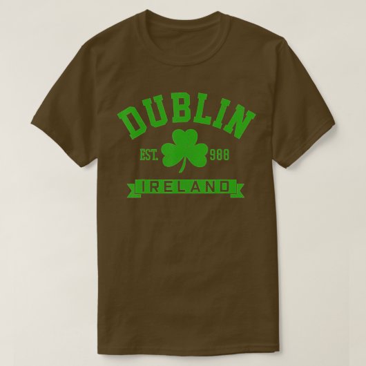 Dublin Ireland Est 988 Clover Leaf Shamrock St T-shirt (Design voorkant)