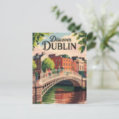 Dublin Ireland Illustration Travel Art Vintage Briefkaart (Staand voorkant)