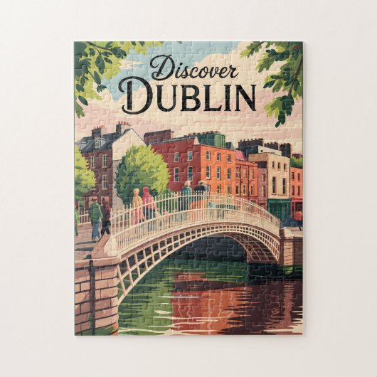 Dublin Ireland Illustration Travel Art Vintage Legpuzzel (Verticaal)