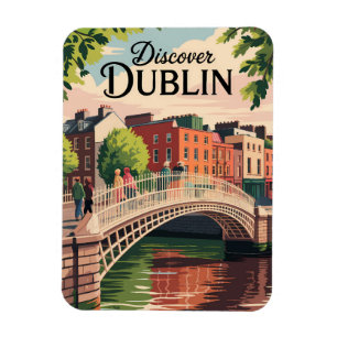 Dublin Ireland Illustration Travel Art Vintage Magneet