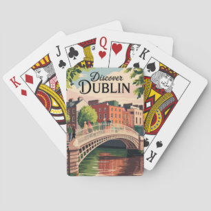 Dublin Ireland Illustration Travel Art Vintage Pokerkaarten