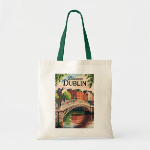 Dublin Ireland Illustration Travel Art Vintage Tote Bag