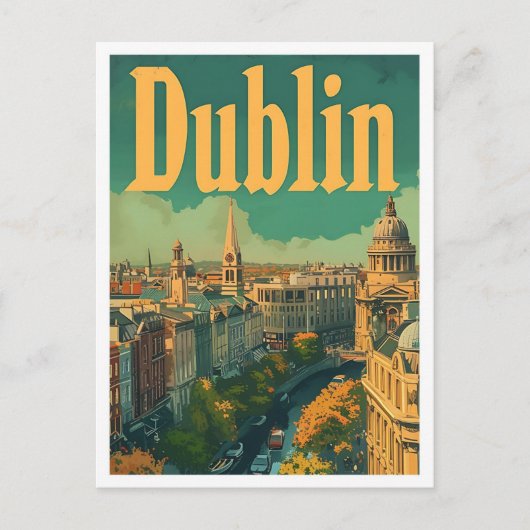 Dublin Ireland kunst reisillustratie Briefkaart (Voorkant)