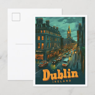 Dublin Ireland  kunst reisillustratie Briefkaart