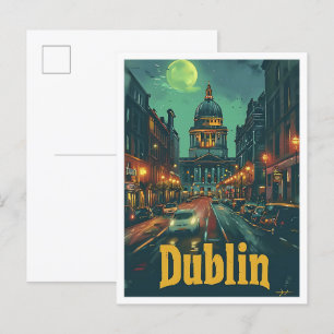 Dublin Ireland  kunst reisillustratie Briefkaart