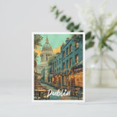 Dublin Ireland kunst reisillustratie Briefkaart (Staand voorkant)
