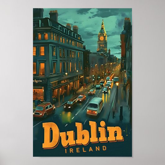 Dublin Ireland  kunst reisillustratie Poster (Voorkant)