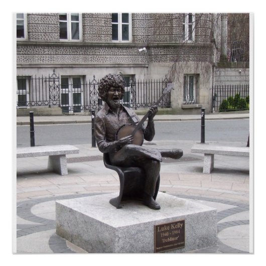 Dublin Ireland Luke Kelly musician sculpture Perfect Poster (Voorkant)