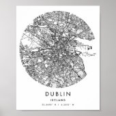 Dublin Ireland Minimal Modern Circle Street Map Poster (Voorkant)