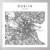 Dublin Ireland Minimal Modern Street Map Poster (Voorkant)