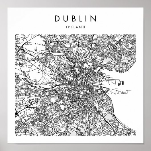Dublin Ireland Minimal Modern Street Map Poster (Voorkant)
