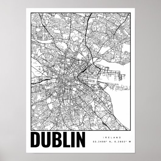 Dublin Ireland Minimalist Map Art Poster (Voorkant)