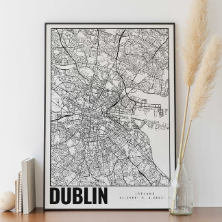 Dublin Ireland Minimalist Map Art Poster