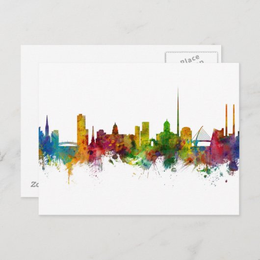 Dublin Ireland Skyline Briefkaart (Voorkant / Achterkant)