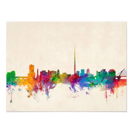 Dublin Ireland Skyline Cityscape Foto Afdruk (Voorkant)