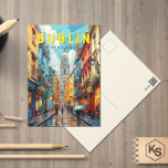 Dublin Ireland Travel Art Vintage Briefkaart<br><div class="desc">Dublin retro vector reisontwerp. De historische gebouwen omvatten het kasteel van Dublin,  daterend uit de 13e eeuw,  en de imposante St Patrick's Cathedral,  opgericht in 1191.</div>