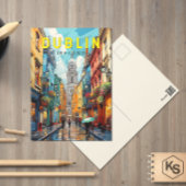 Dublin Ireland Travel Art Vintage Briefkaart