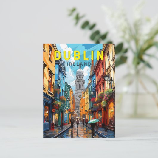 Dublin Ireland Travel Art Vintage Briefkaart (Staand voorkant)