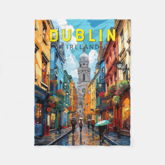 Dublin Ireland Travel Art Vintage Fleece Deken
