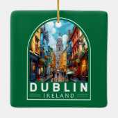 Dublin Ireland Travel Art Vintage Keramisch Ornament (Achterkant)