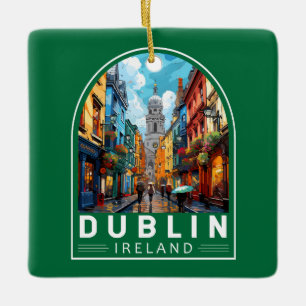 Dublin Ireland Travel Art Vintage Keramisch Ornament