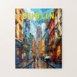 Dublin Ireland Travel Art Vintage Legpuzzel<br><div class="desc">Dublin retro vector reisontwerp. De historische gebouwen omvatten het kasteel van Dublin,  daterend uit de 13e eeuw,  en de imposante St Patrick's Cathedral,  opgericht in 1191.</div>