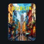 Dublin Ireland Travel Art Vintage Magneet<br><div class="desc">Dublin retro vector reisontwerp. De historische gebouwen omvatten het kasteel van Dublin,  daterend uit de 13e eeuw,  en de imposante St Patrick's Cathedral,  opgericht in 1191.</div>