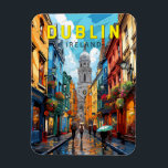 Dublin Ireland Travel Art Vintage Magneet<br><div class="desc">Dublin retro vector reisontwerp. De historische gebouwen omvatten het kasteel van Dublin,  daterend uit de 13e eeuw,  en de imposante St Patrick's Cathedral,  opgericht in 1191.</div>