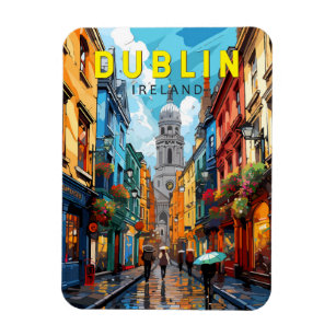 Dublin Ireland Travel Art Vintage Magneet