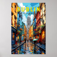 Dublin Ireland Travel Art Vintage