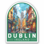 Dublin Ireland Travel Art Vintage Sticker<br><div class="desc">Dublin retro vector reisontwerp. De historische gebouwen omvatten het kasteel van Dublin,  daterend uit de 13e eeuw,  en de imposante St Patrick's Cathedral,  opgericht in 1191.</div>