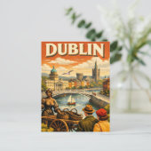 Dublin Ireland Vintage Travel Briefkaart (Staand voorkant)