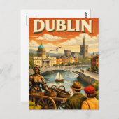 Dublin Ireland Vintage Travel Briefkaart (Voorkant / Achterkant)