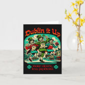 Dublin It Up - Ierse Leprechauns Dansen  Kaart (Gele Bloem)