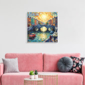 Dublin Kanaal Zonsondergang Reflecties Canvas Kuns Afdruk (Insitu (Woonkamer))