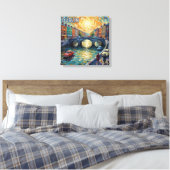 Dublin Kanaal Zonsondergang Reflecties Canvas Kuns Afdruk (Insitu (Slaapkamer))