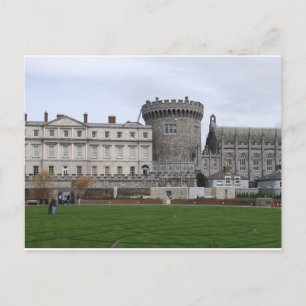 Dublin Kasteel Ierland, gazon & kasteeltoren. Briefkaart