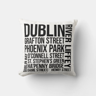 Dublin Landmark Typography - Ierland Word Art Kussen