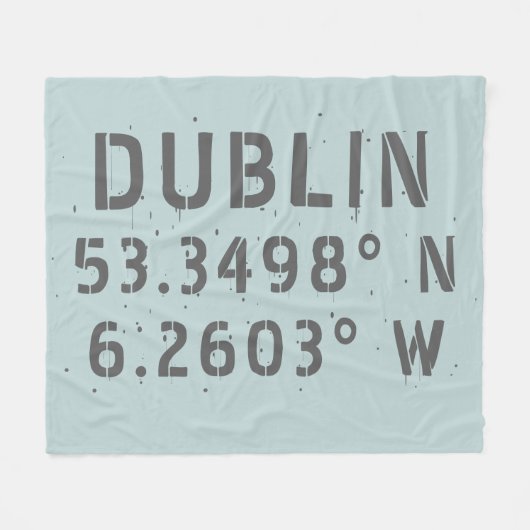 Dublin Latitude Longitude Fleece Deken (Voorkant (Horizontaal))