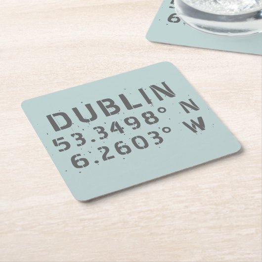 Dublin Latitude Longitude Kartonnen Onderzetters (Schuin)