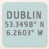 Dublin Latitude Longitude Kartonnen Onderzetters (Voorkant)