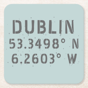 Dublin Latitude Longitude Kartonnen Onderzetters
