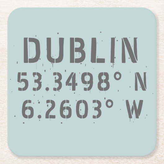 Dublin Latitude Longitude Kartonnen Onderzetters (Voorkant)