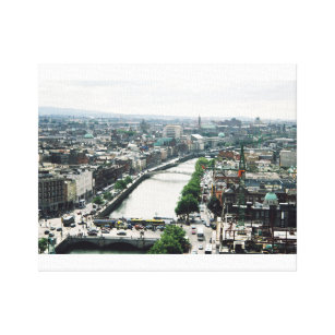 Dublin panorama print, O'Connell St Bridge Canvas Afdruk