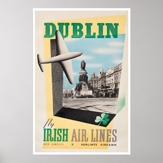 Dublin Print Ierland Reisposter Ierse Luchtvaartma (Voorkant)